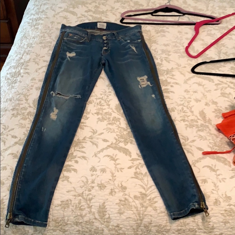 Hudson distressed jeans with zips